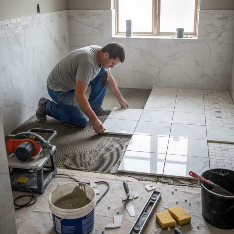Marble Tile Floor Installation detail